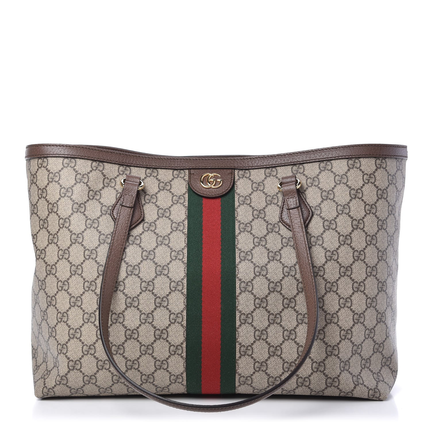 Gucci GG Supreme Monogram Medium Ophidia Shopping Tote Brown 1 of 10