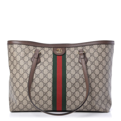 Gucci GG Supreme Monogram Medium Ophidia Shopping Tote Brown 1 of 10