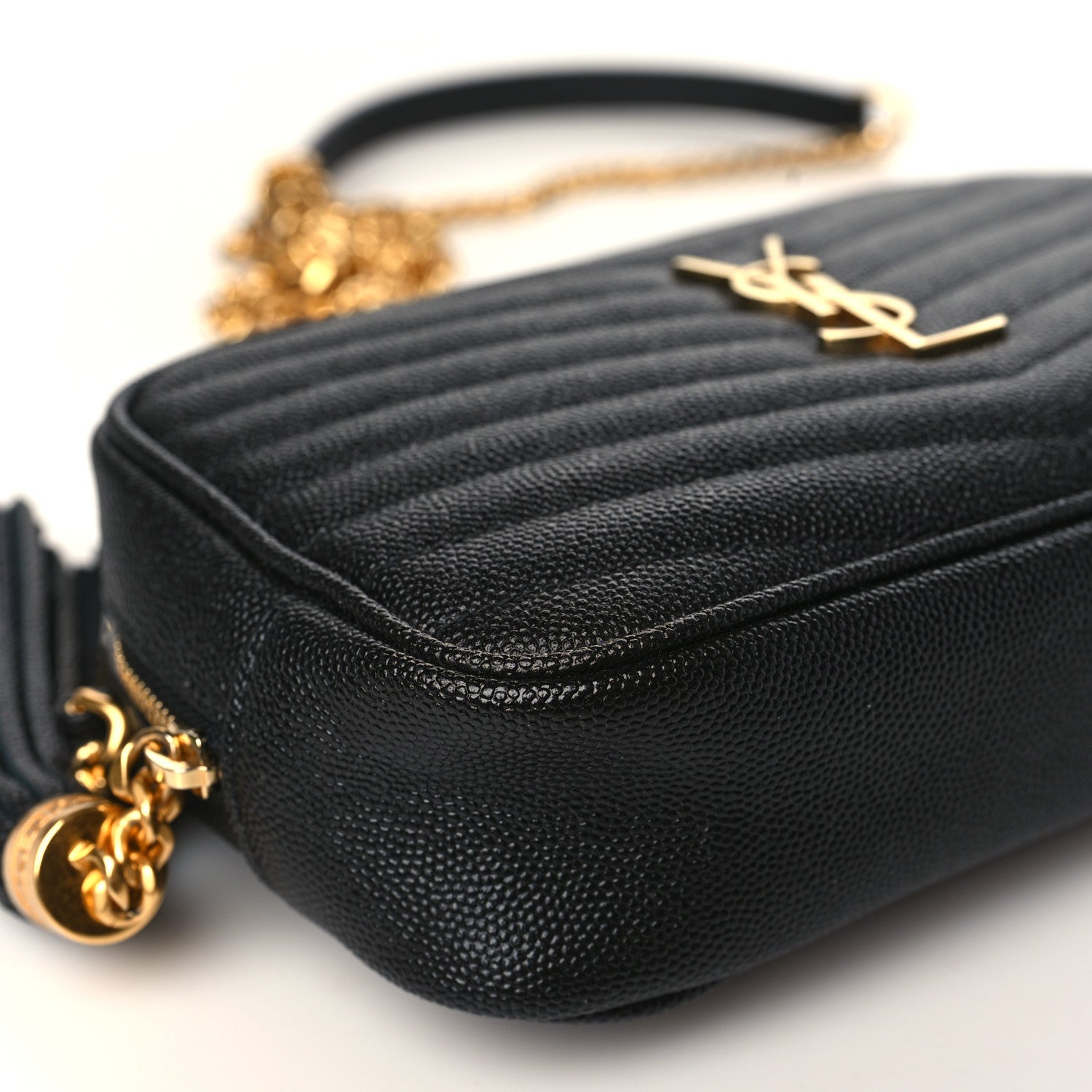 Saint Laurent Grain De Poudre Matelasse Monogram Mini Lou Camera Bag Black 8 of 9