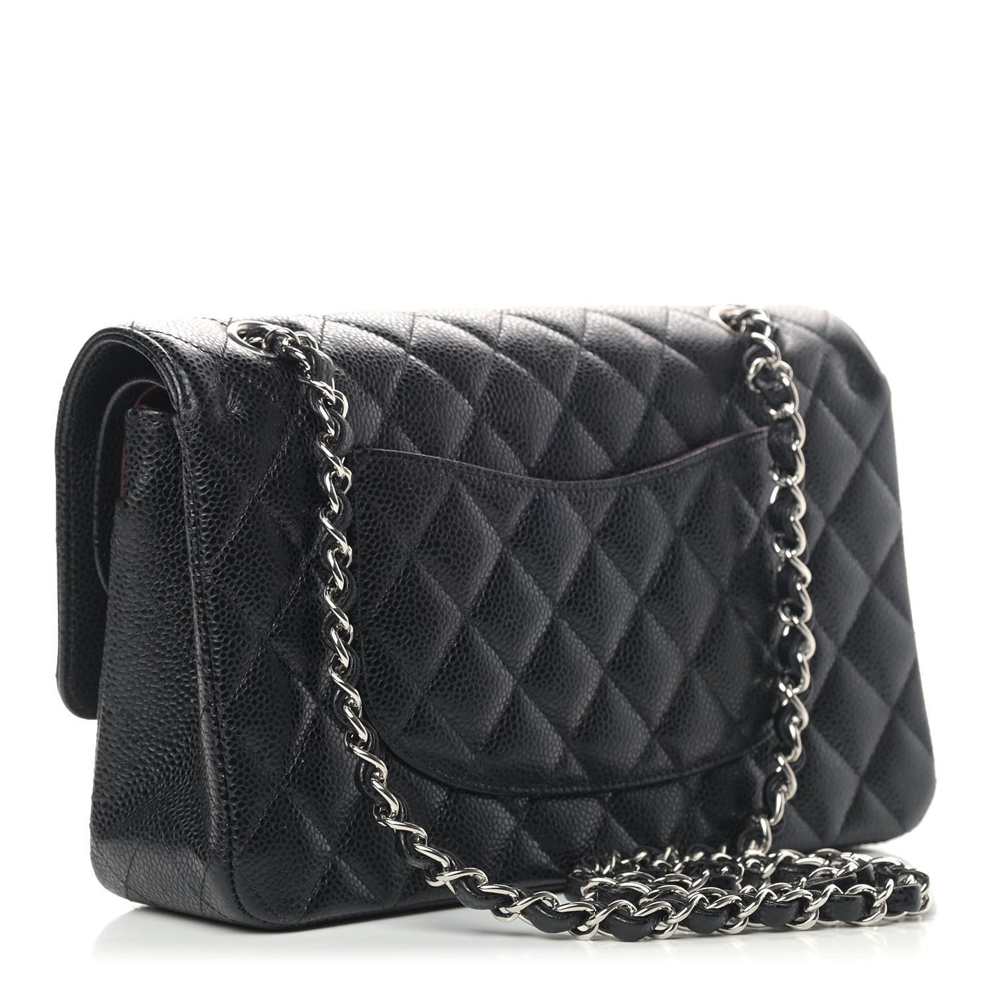 Caviar Quilted Medium Double Flap Black