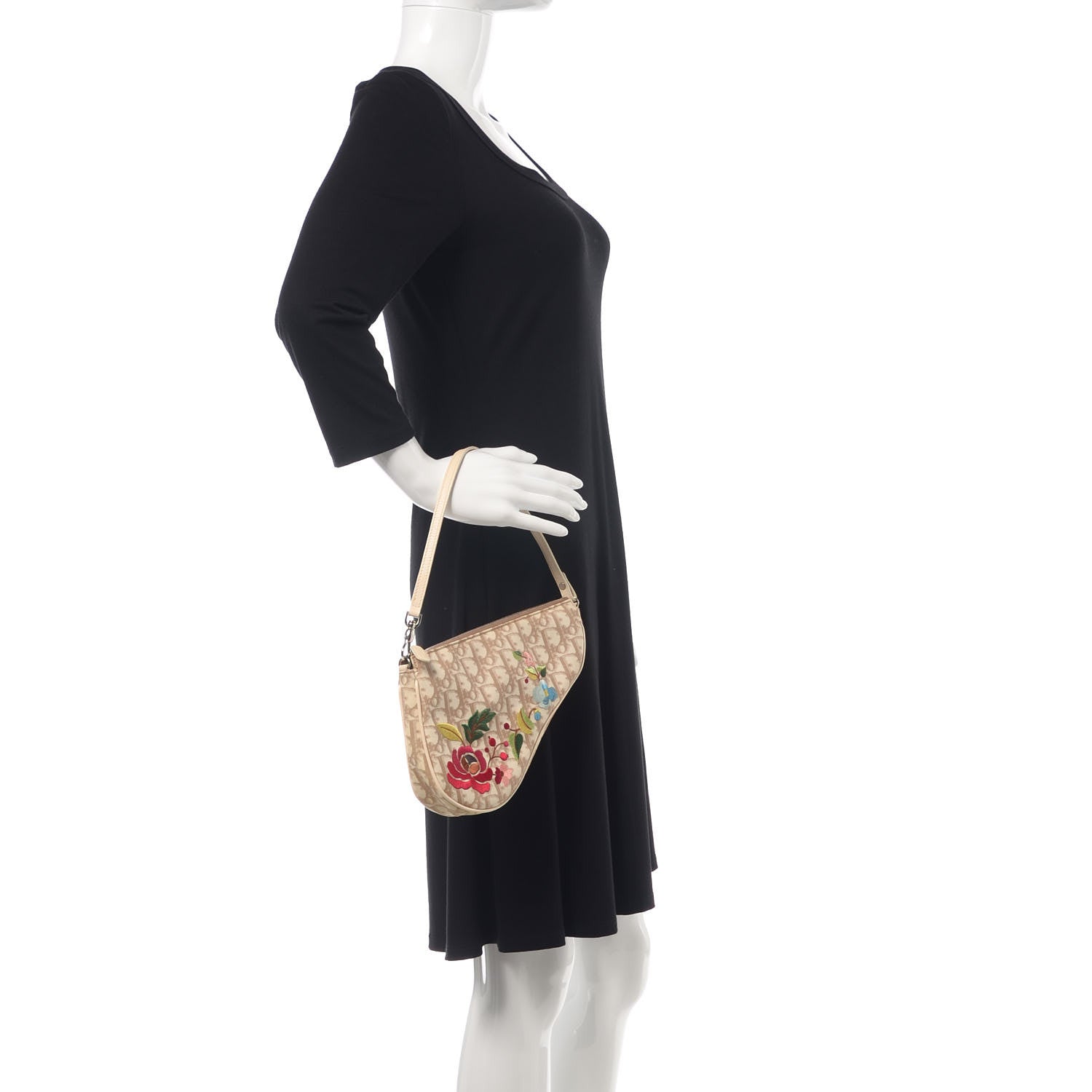 Christian Dior Monogram Vintage Flowers Mini Saddle Bag Beige 2 of 10