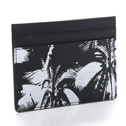 Saint Laurent Grain De Poudre Palm Tree Card Case Black White 3 of 8