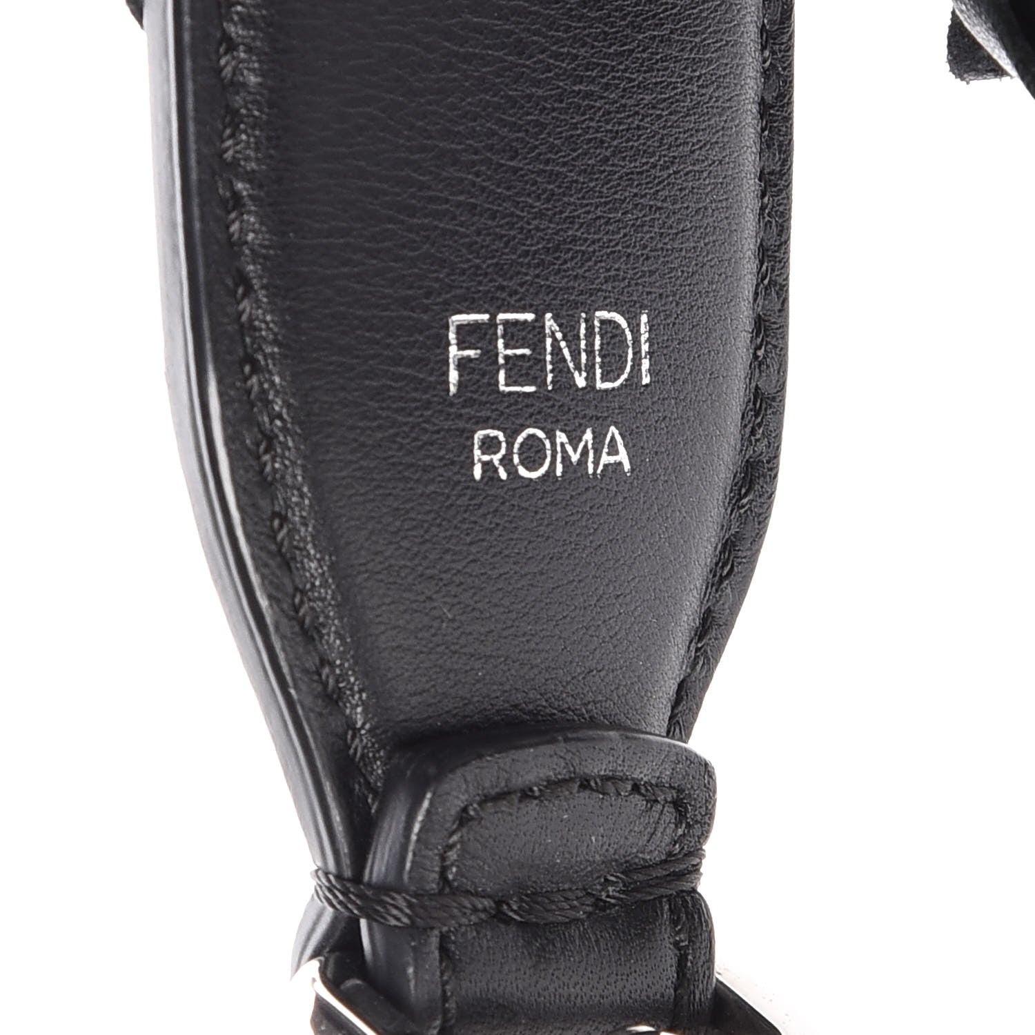 Fendi Vitello Dolce Nappa Patent Flowerland Studded Strap You Black 3 of 4