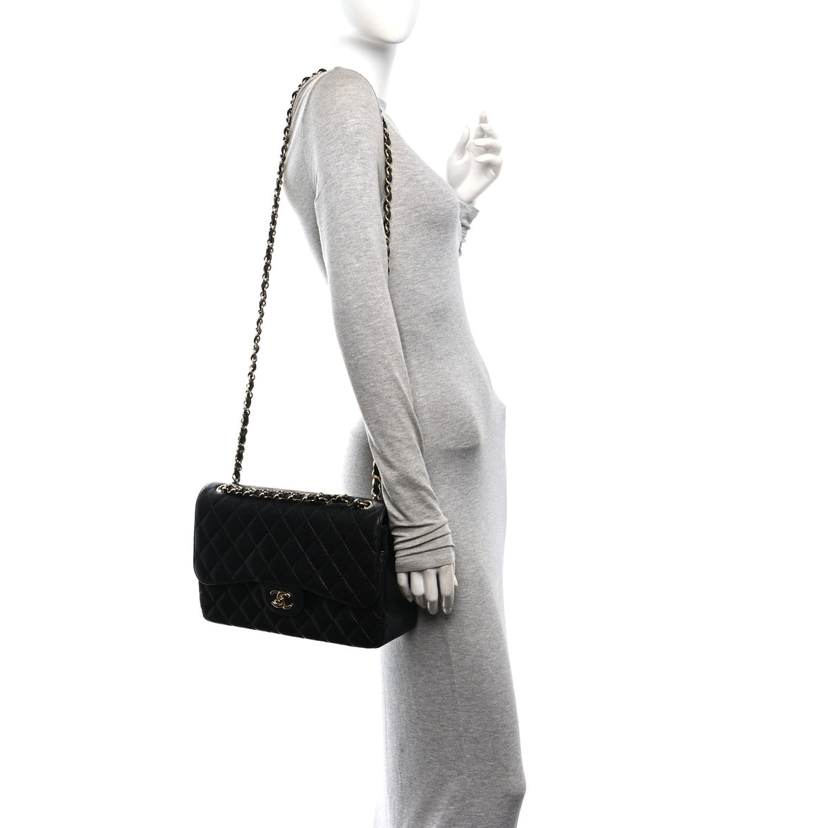 Chanel Caviar Quilted Jumbo Double Flap Black 2 of 11