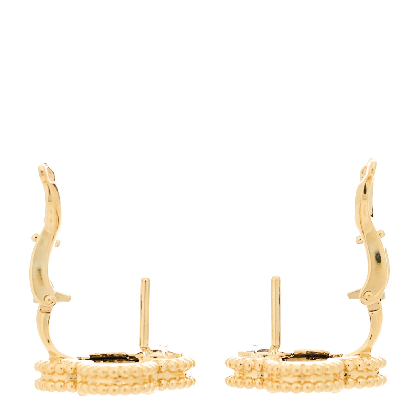 18K Yellow Gold Black Onyx Vintage Alhambra Earrings