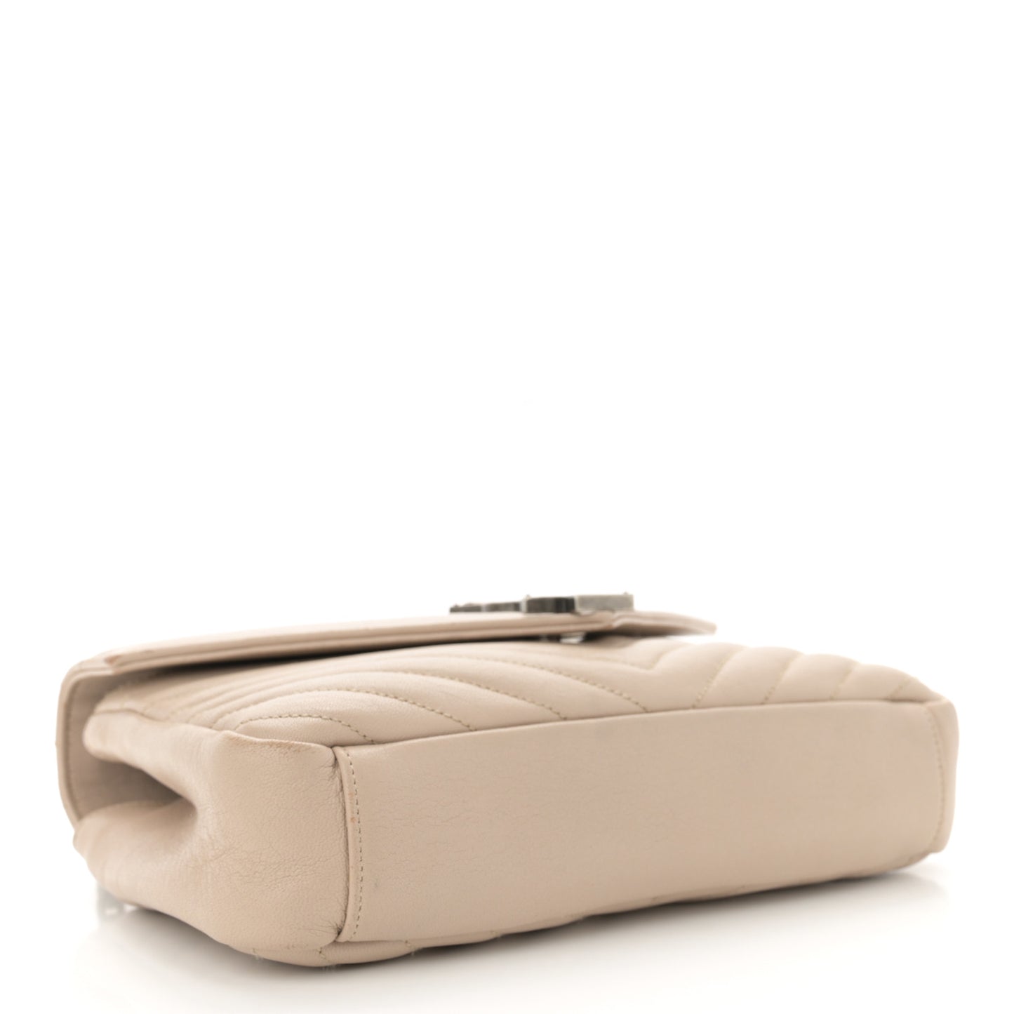 Sheepskin Matelasse Chevron Monogram Medium College Bag Dark Beige