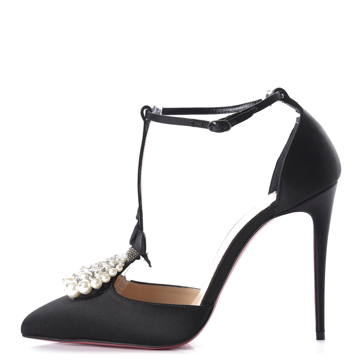 Satin Crystal Embellished Goyetta 100 Pumps 38.5 Black