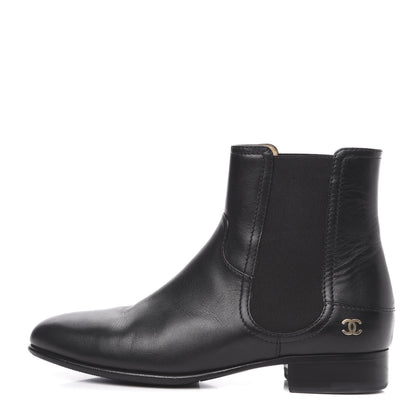 Chanel Calfskin Elastic Short Boots 39.5 Black 1 of 11