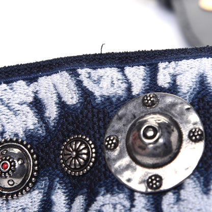 Christian Dior Canvas Embroidered Studded Tie Dye Shoulder Strap Blue 5 of 7