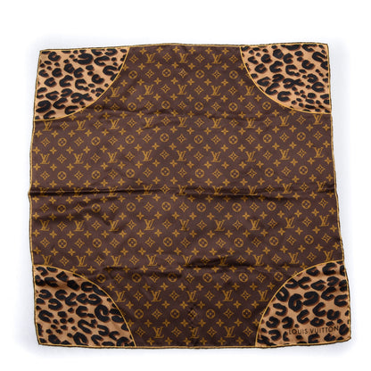 Louis Vuitton Silk Leopard Monogram Square Scarf 2 of 5