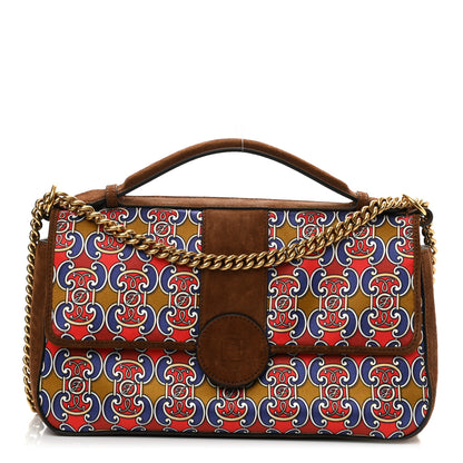 Fendi Suede Satin Double F Shoulder Bag Marrone Rosso Blue 1 of 10