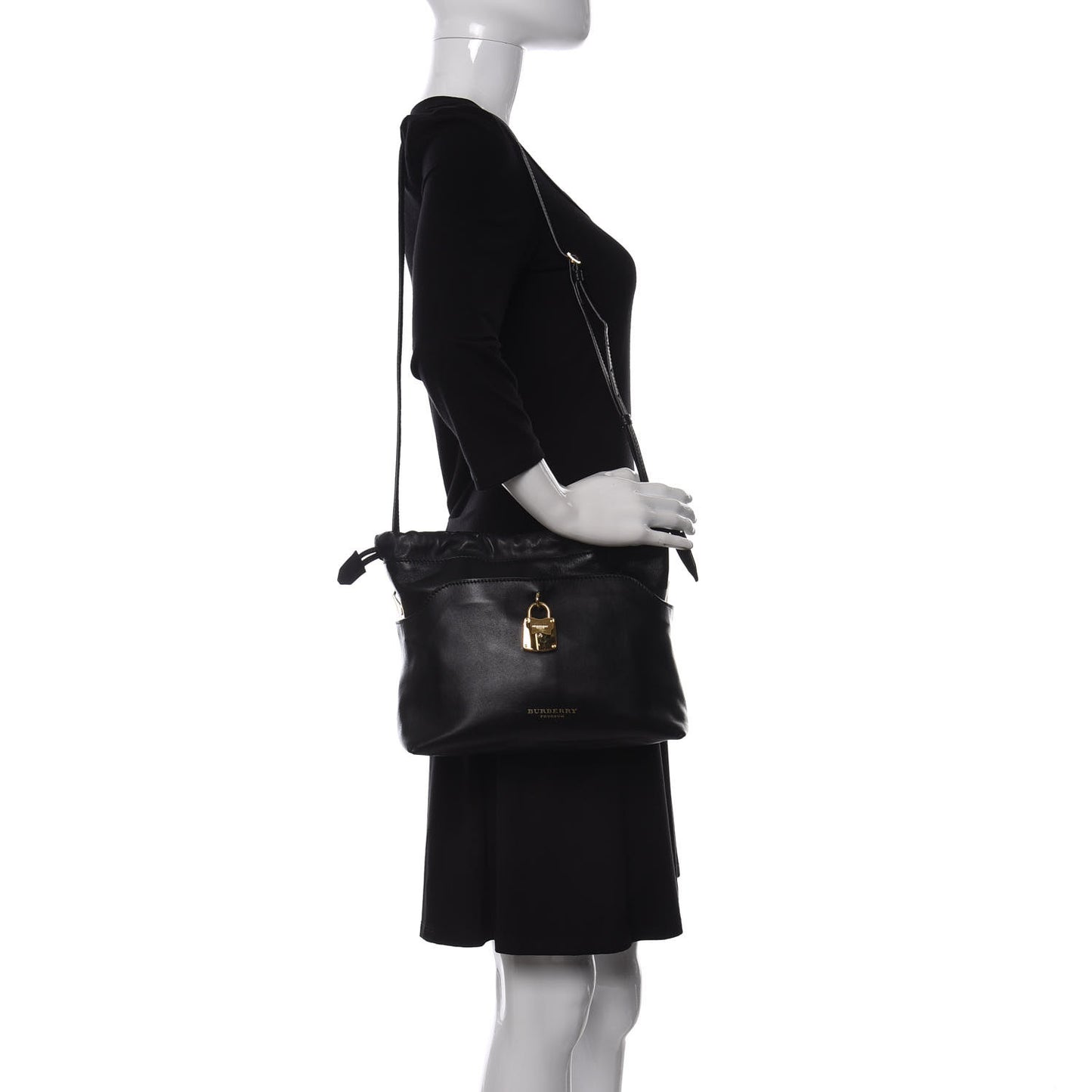 Prorsum Smooth Calfskin Small Drawstring Crossbody Black