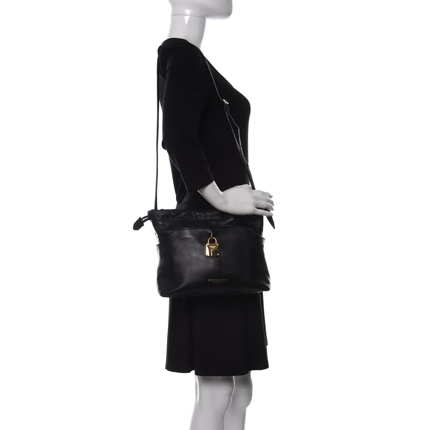 Burberry Prorsum Smooth Calfskin Small Drawstring Crossbody Black 2 of 9