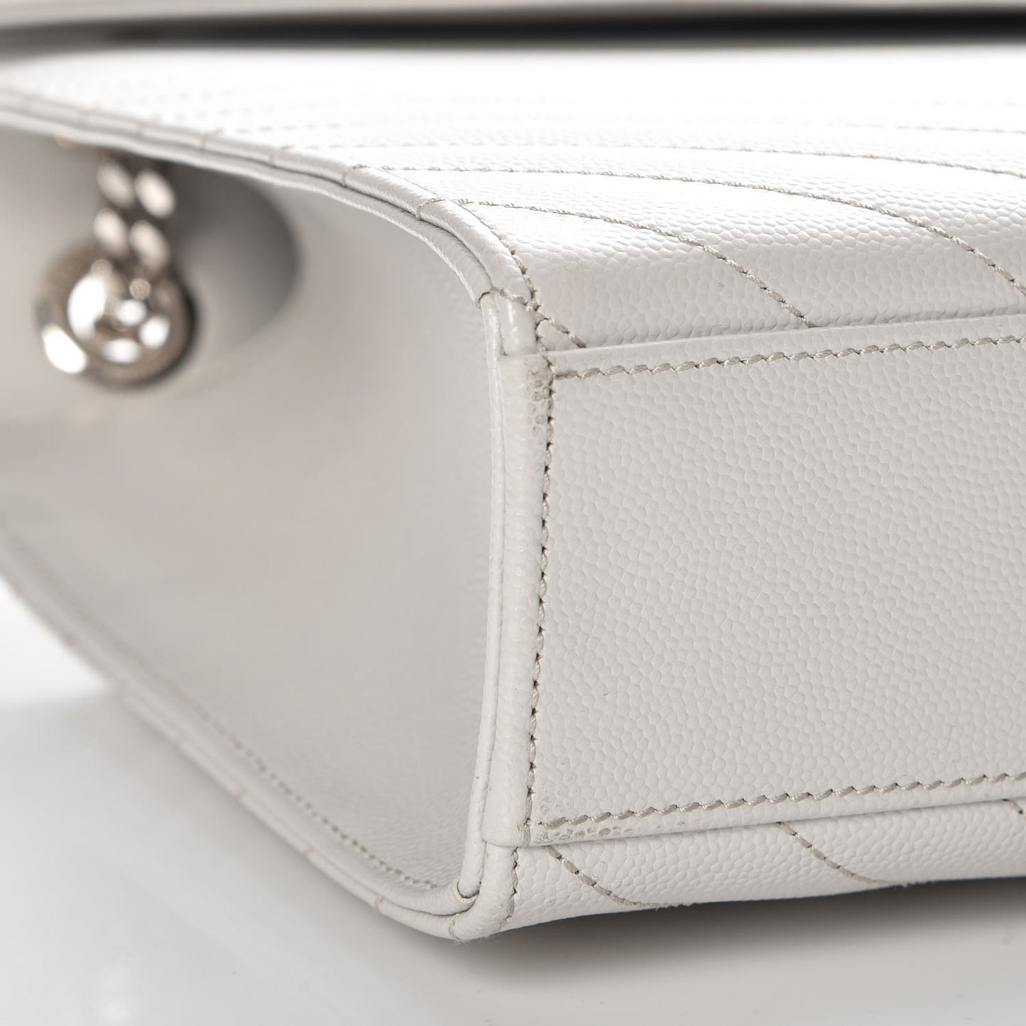 Grain De Poudre Matelasse Chevron Large Monogram Satchel Light Grey