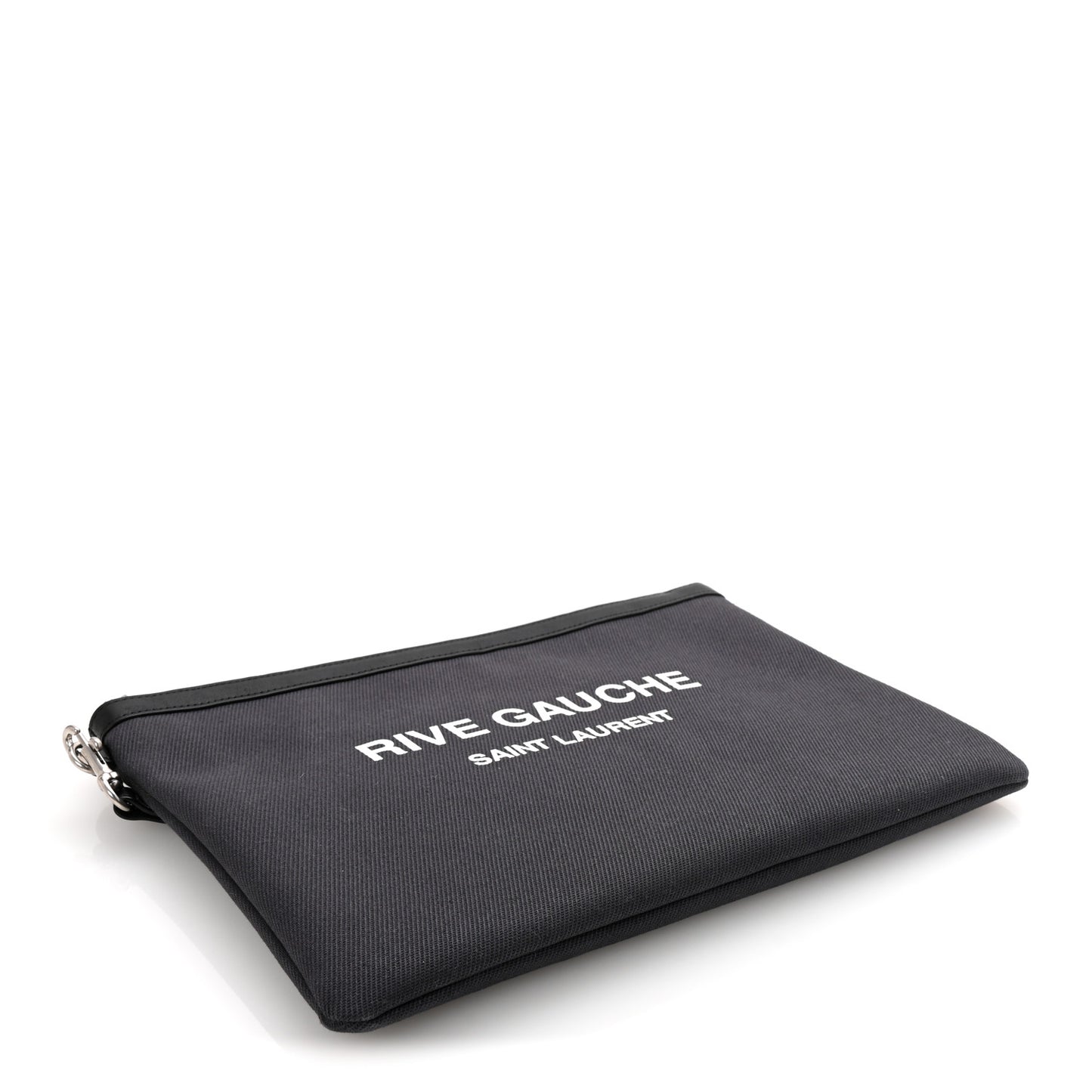 Linen Canvas Rive Gauche Zipped Pouch Black