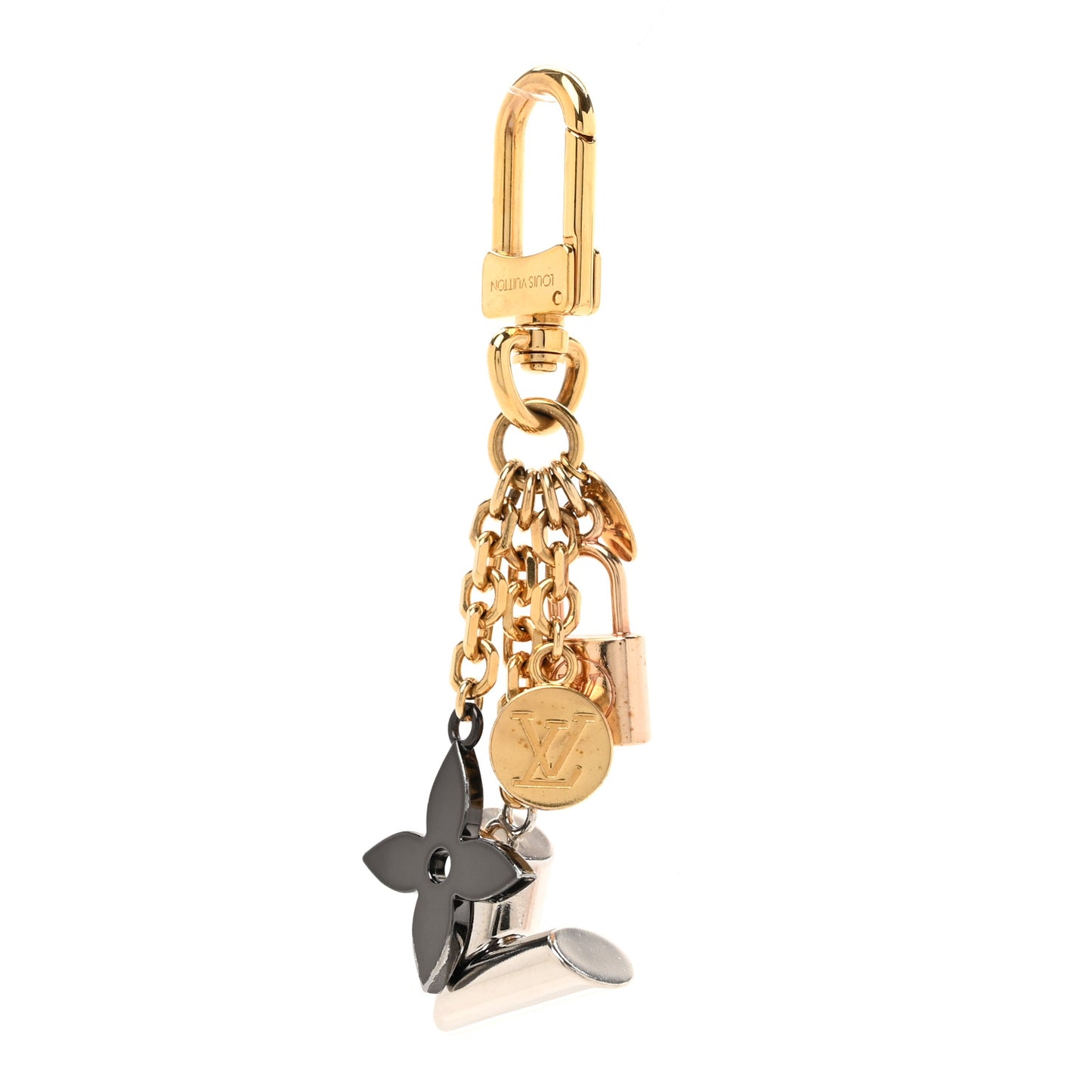Metal Kaleido V Bag Chain Charm Gold