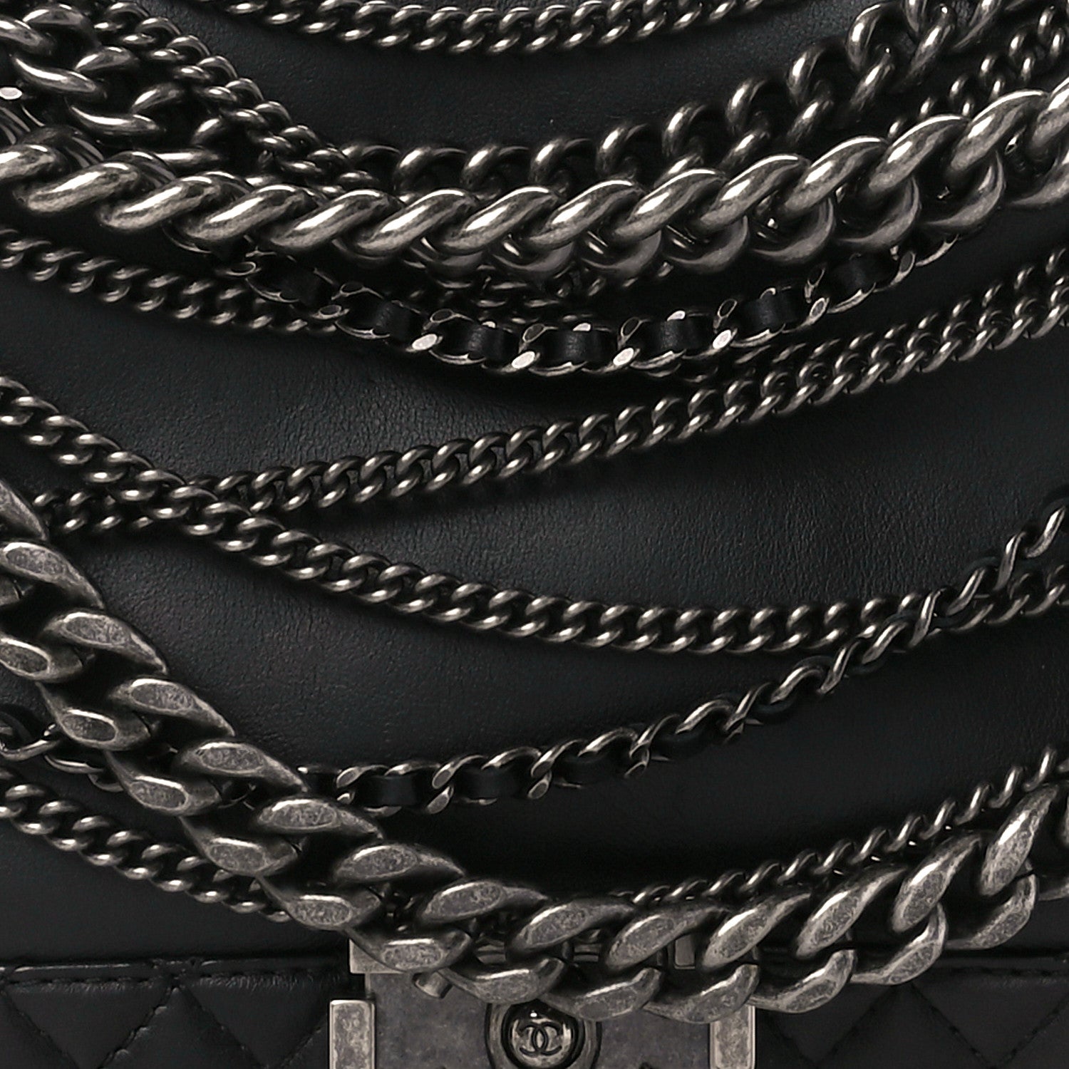 Chanel Calfskin Enchained Medium Boy Flap Black 9 of 11