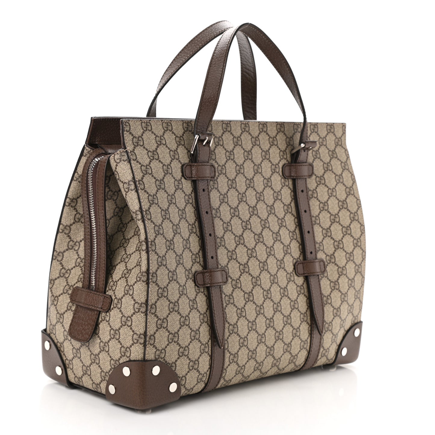 GG Supreme Monogram Textured Dollar Calfskin Medium Detail Tote Beige Ebony New Acero