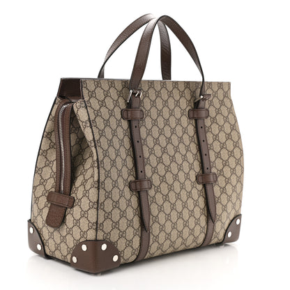 Gucci GG Supreme Monogram Textured Dollar Calfskin Medium Detail Tote Beige Ebony New Acero 2 of 10