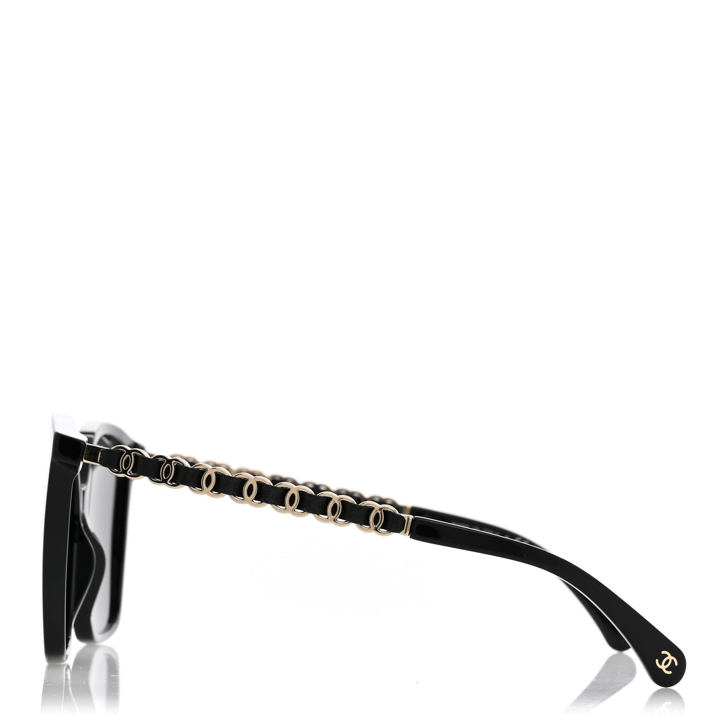 Acetate Calfskin Square Sunglasses 5546-Q Black