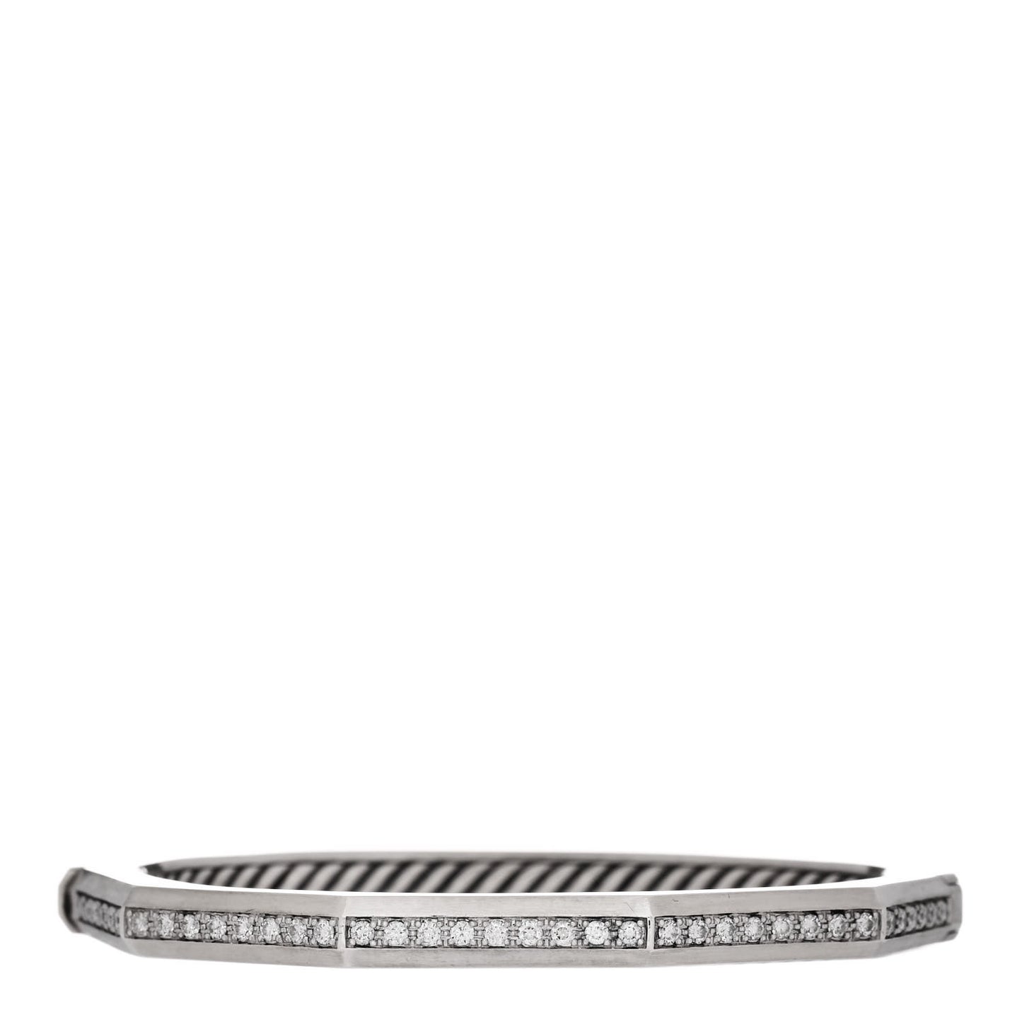 Sterling Silver Diamond Stax Faceted Bangle Bracelet