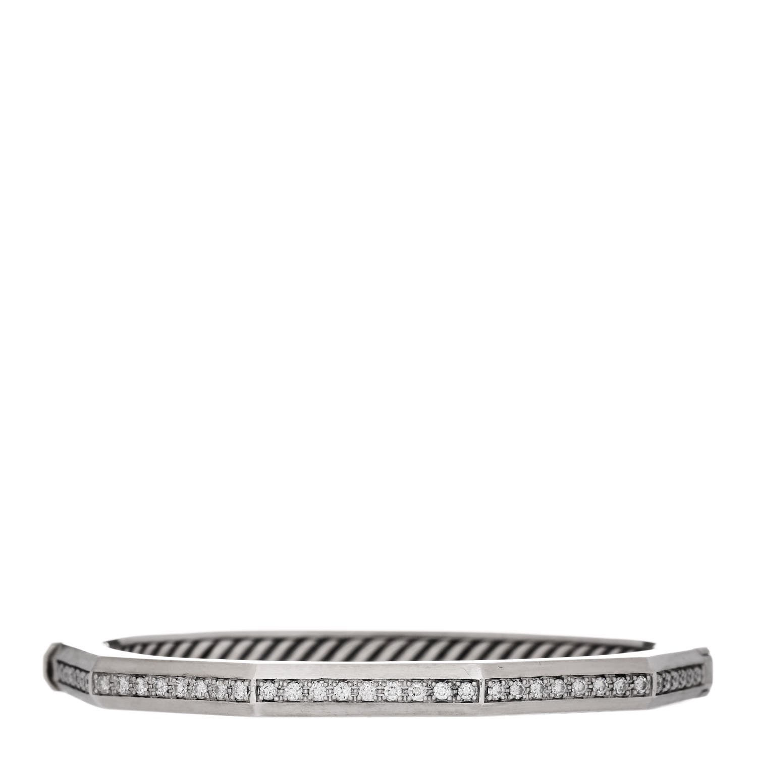 David Yurman Sterling Silver Diamond Stax Faceted Bangle Bracelet 1 of 3