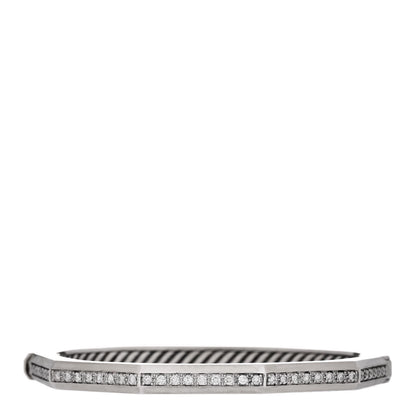 David Yurman Sterling Silver Diamond Stax Faceted Bangle Bracelet 1 of 3