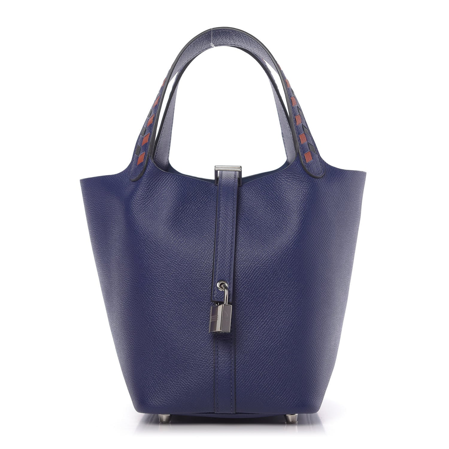 Hermes Epsom Tressage De Cuir Picotin Lock 18 PM Bleu Encre Brique Black 1 of 10