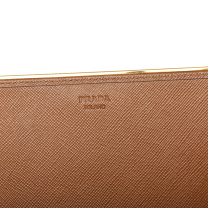 Prada Saffiano Metal Bar Flap Wallet Caramel 6 of 6