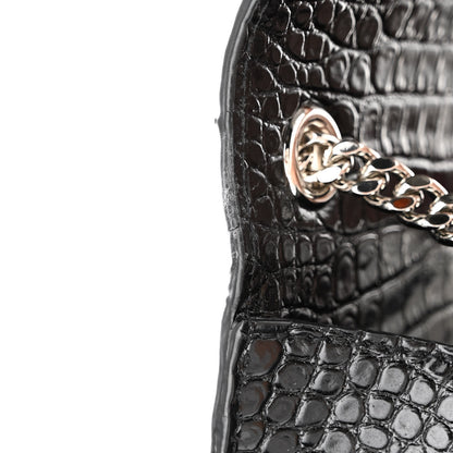 Saint Laurent Calfskin Crocodile Embossed Small Classic Monogram Kate Tassel Satchel Black 10 of 10