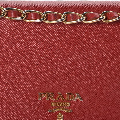 Prada Saffiano Metal Oro Chain Wallet Fuoco 11 of 15