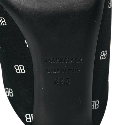 Balenciaga Crepe Satin BB Printed Knife Pointed Toe 40mm Mules 38.5 Black White 7 of 9