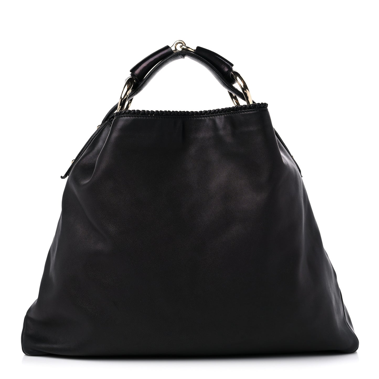 Calfskin Large Horsebit Chain Hobo Black