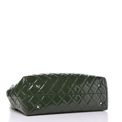 Chanel Patent Quilted Large Coco Shine Shopping Tote Dark Green 4 of 11