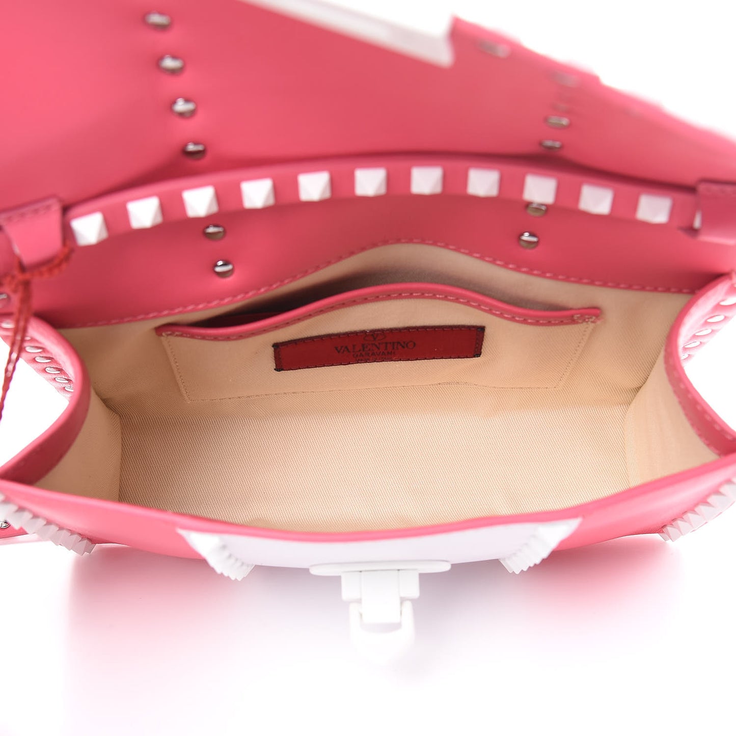Vitello Colorblock Medium Free Rockstud Flip Lock Crossbody Bag Shadow Pink Optic White