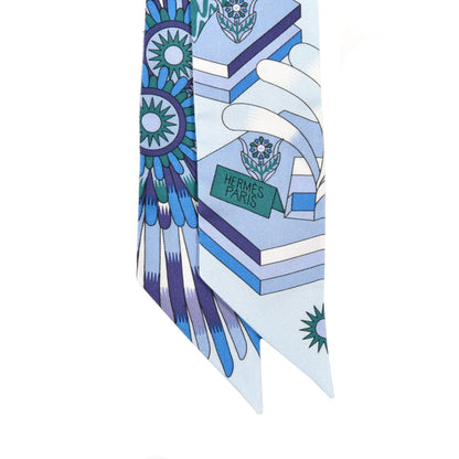 Hermes Silk La Source de Pegase Twilly Ciel Bleu Royal White 2 of 4