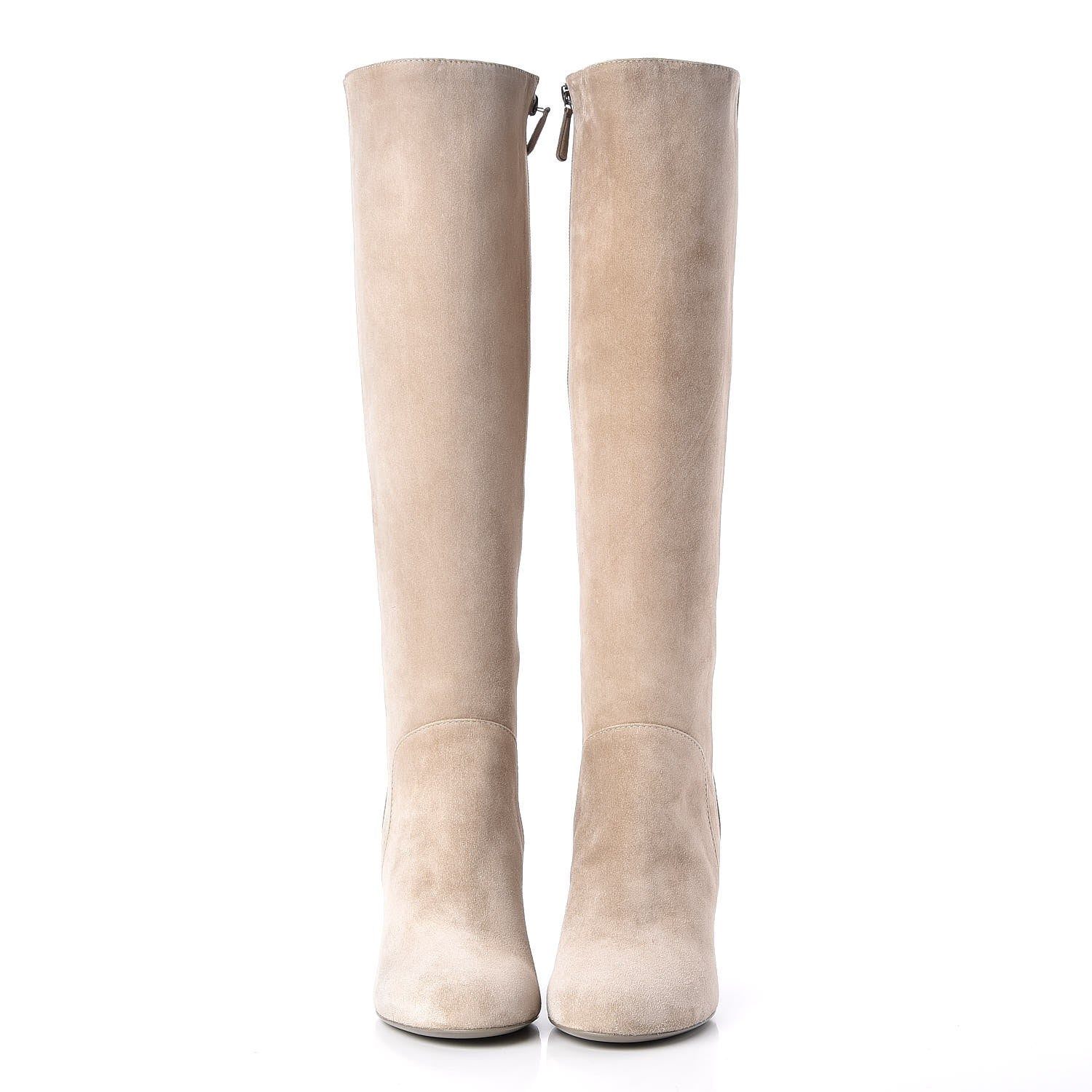 Chanel Suede Calfskin High Boots 40.5 Light Beige 2 of 10