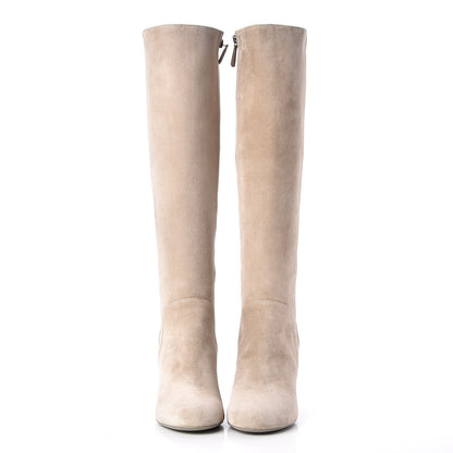Chanel Suede Calfskin High Boots 40.5 Light Beige 2 of 10