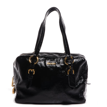 Prada Vernice Naplak Zipper Bowler Tote Black 1 of 11