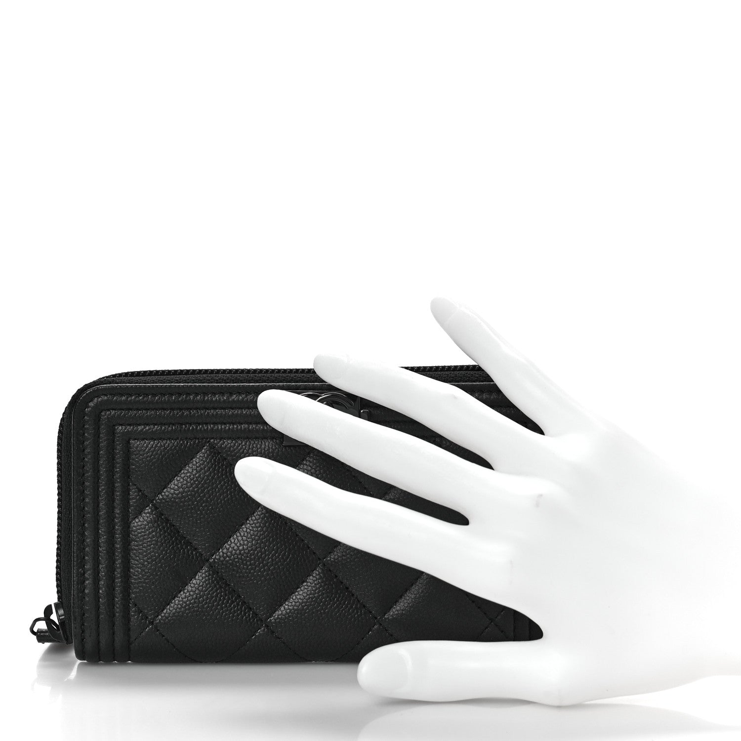 Chanel Caviar Quilted Small Boy Zip Around Wallet So Black 2 of 10