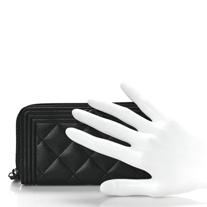 Chanel Caviar Quilted Small Boy Zip Around Wallet So Black 2 of 10