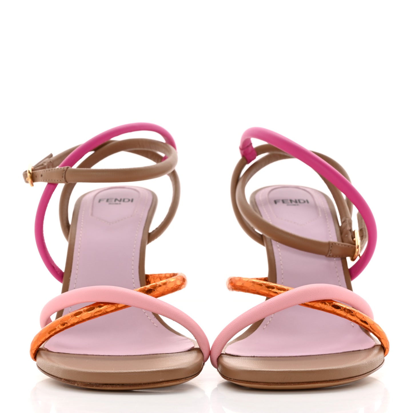 Nappa Metallic Ayers Fendi First 95mm Strappy Sandals 36.5 Rosa Geranio Albicocca