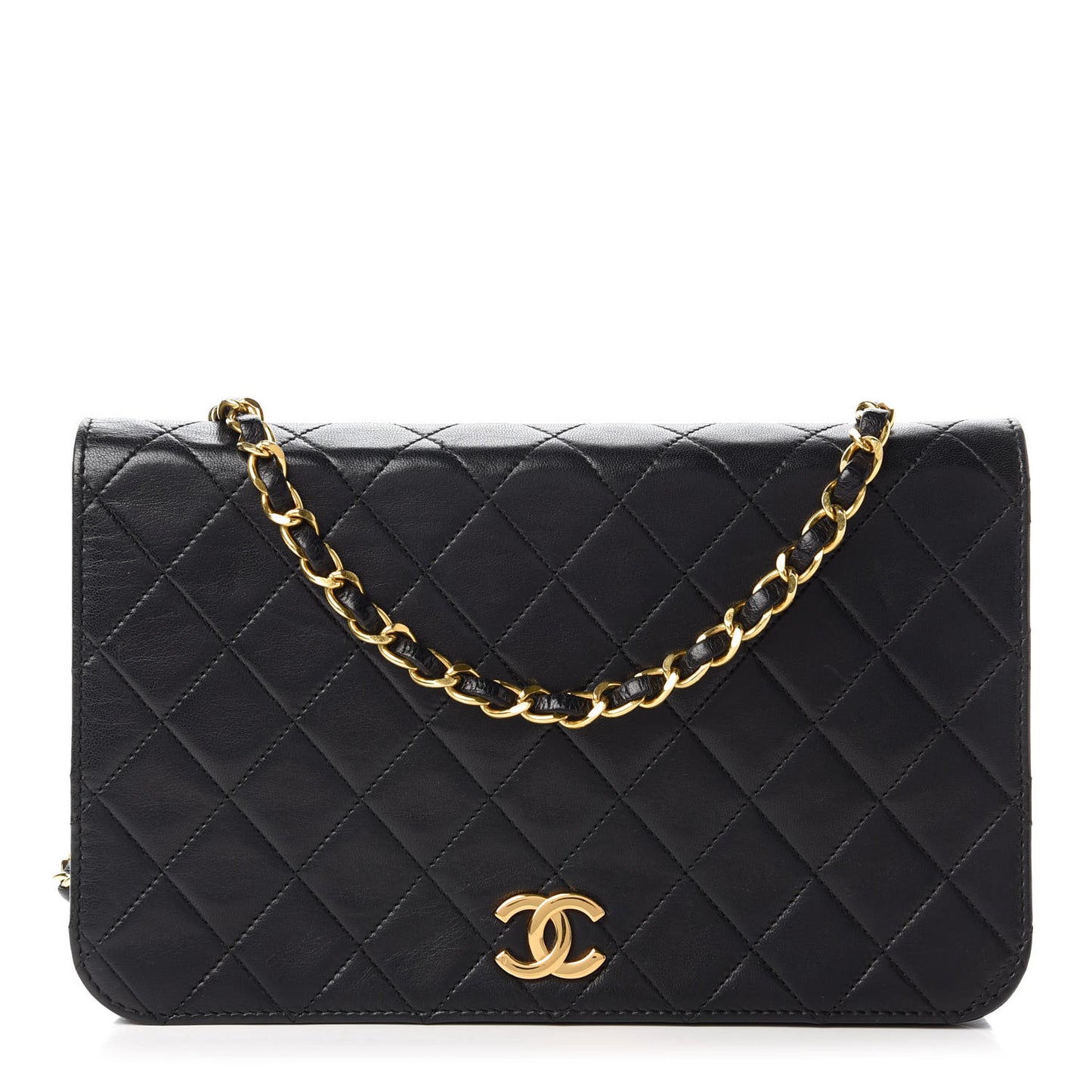 Lambskin Quilted Small Single Flap Bag Black