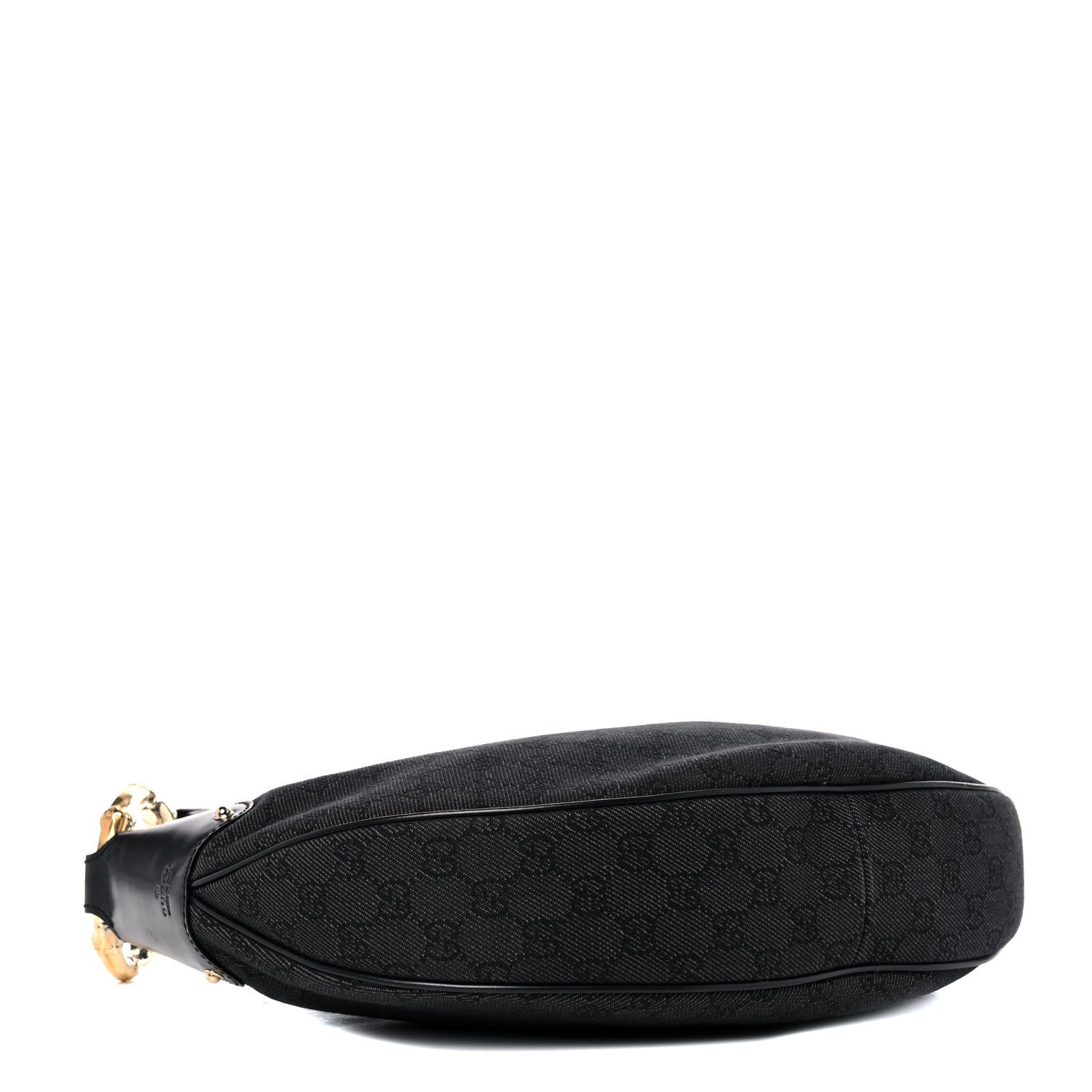 Gucci Monogram Half Moon Bamboo Ring Hobo Black 3 of 15