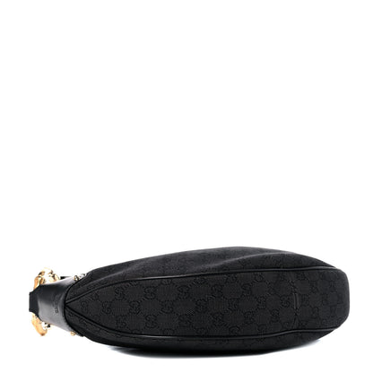 Gucci Monogram Half Moon Bamboo Ring Hobo Black 3 of 15