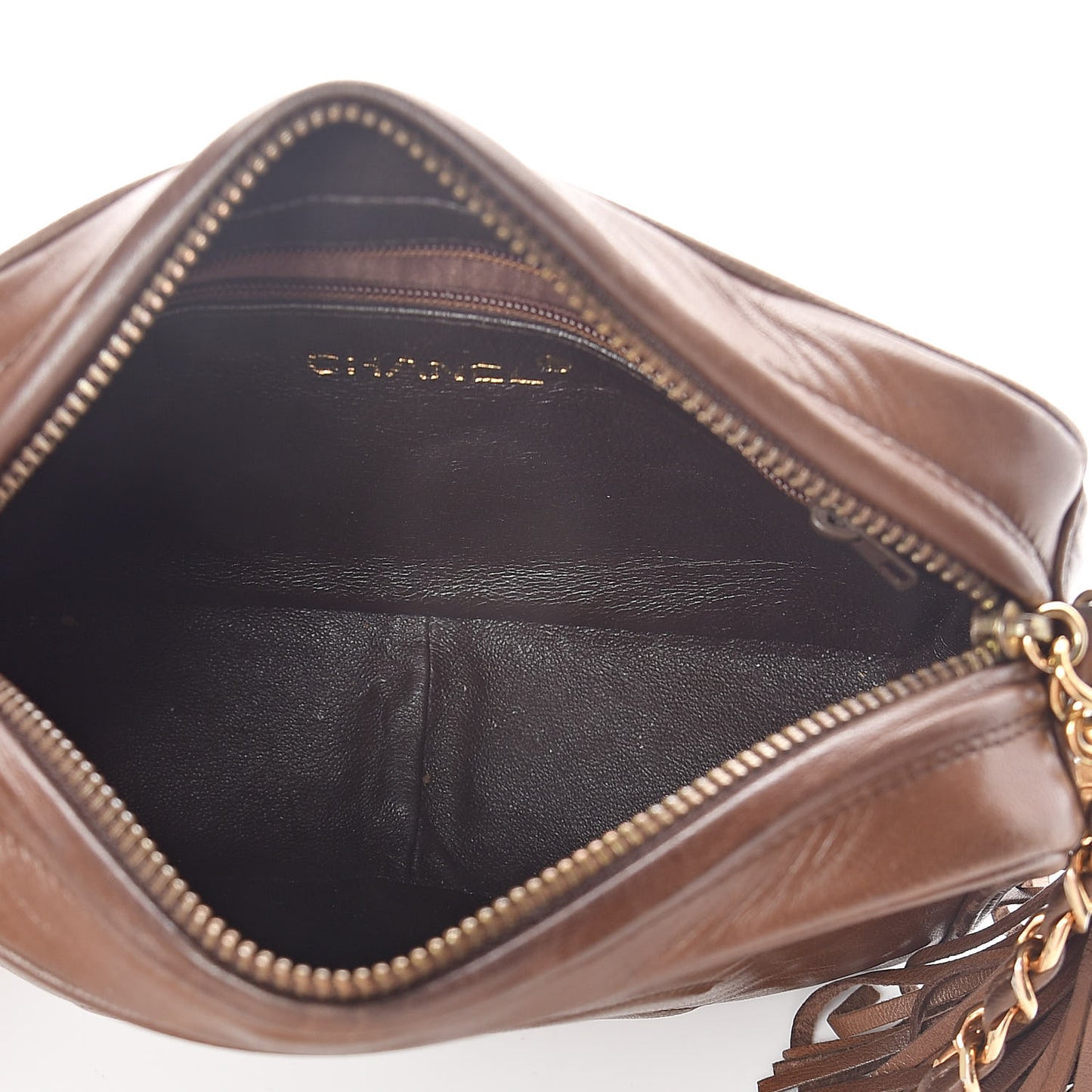 Lambskin Tassel Camera Case Brown