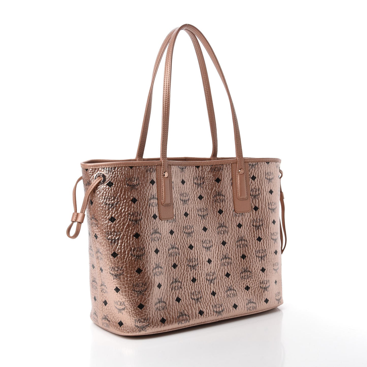 Metallic Visetos Medium Liz Reversible Shopper Tote Champagne Gold