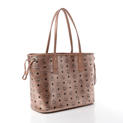 MCM Metallic Visetos Medium Liz Reversible Shopper Tote Champagne Gold 3 of 15