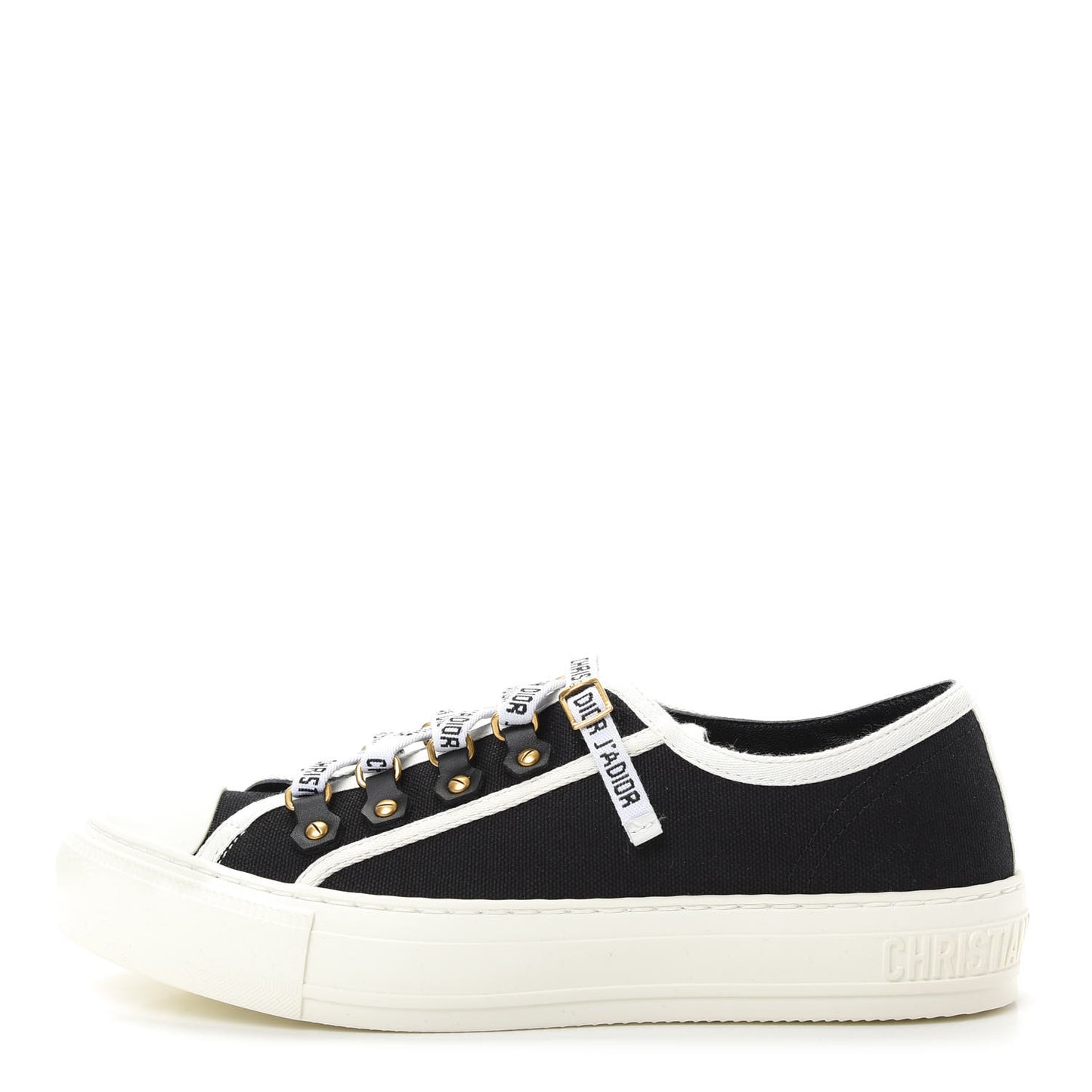 Canvas Womens Walk'n Dior Low Top Sneakers 37.5 Black