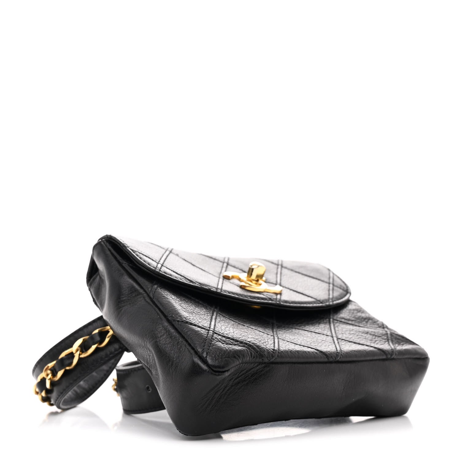 Chanel Calfskin Quilted Flap Waist Belt Bag 85 34 Black 4 of 11